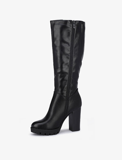 Bottes à talon haut et semelles crantées - Noir - 3