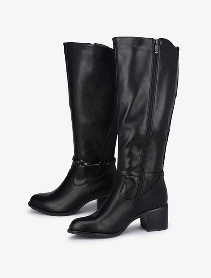 Bottes classiques élastiquées à talon - Noir - 4
