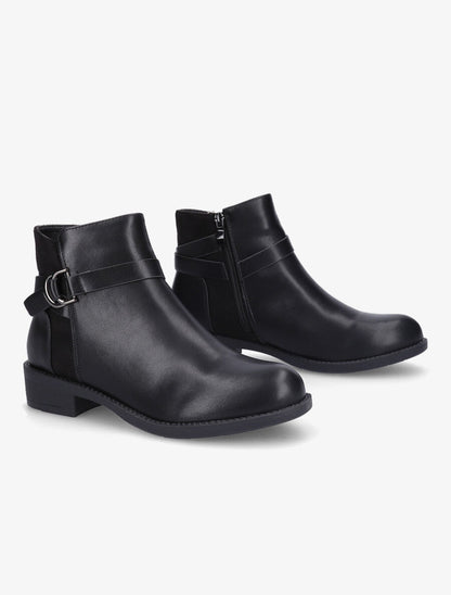 Bottines bimatière à boucle métallique - Noir - 4