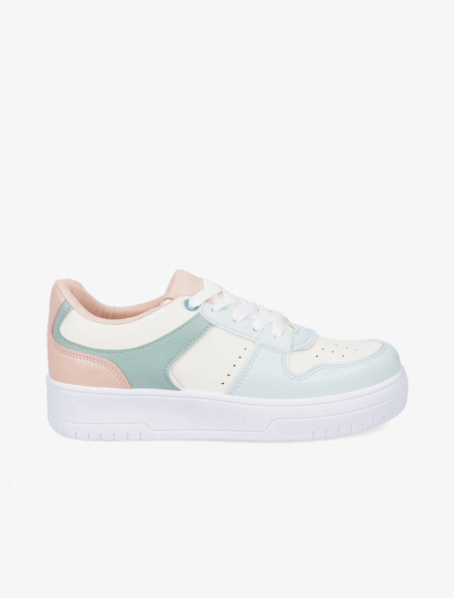 Sneakers en simili - Rose/vert - 5