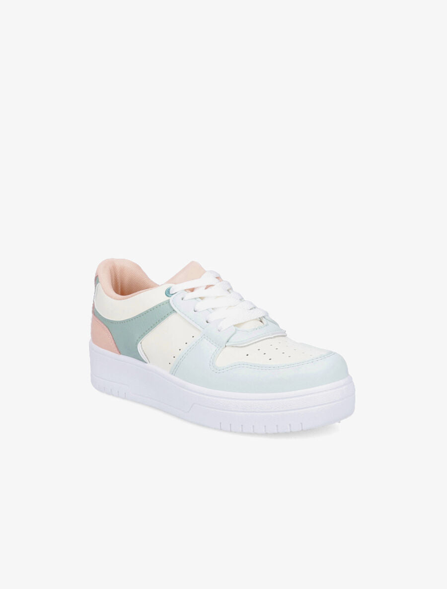 Sneakers en simili - Rose/vert - 2