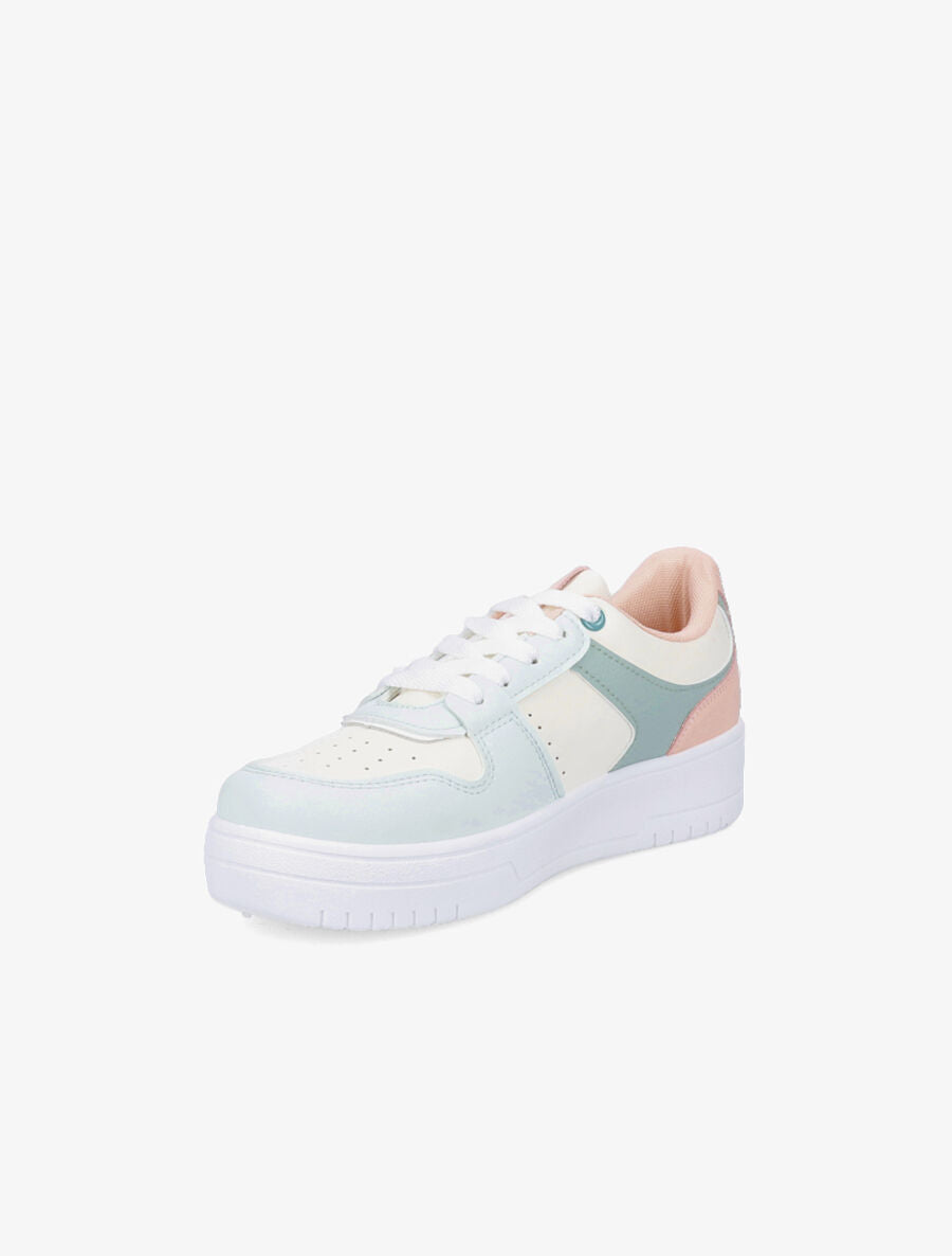 Sneakers en simili - Rose/vert - 3