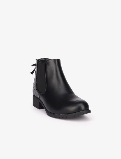 Bottines plates bi-matière à noeud décoratif - Noir - 3