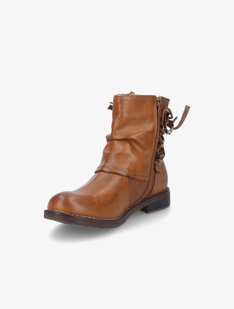 Bottines montantes corsetées - Camel - 4