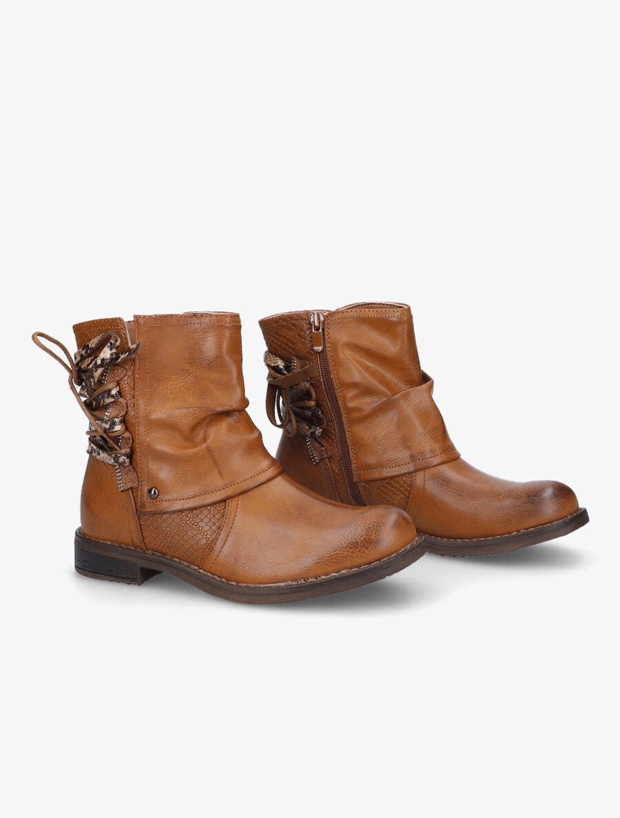 Bottines montantes corsetées - Camel - 5