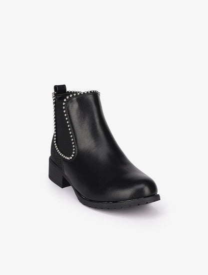 Bottines ornées de clous à contrefort pailleté - Noir - 3