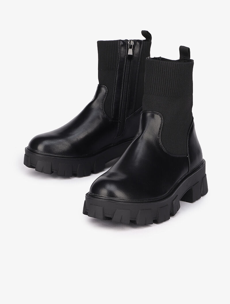 Bottines à semelles crantées - Noir - 1