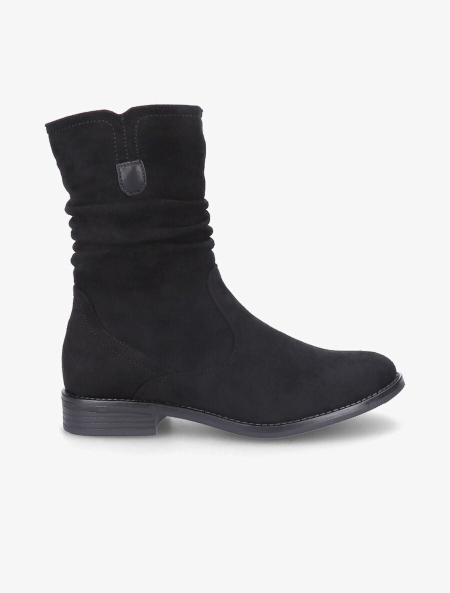 Bottines plissées en suédine - Noir - 6