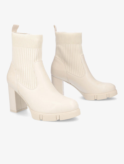 Bottines montantes à talon - Beige - 4