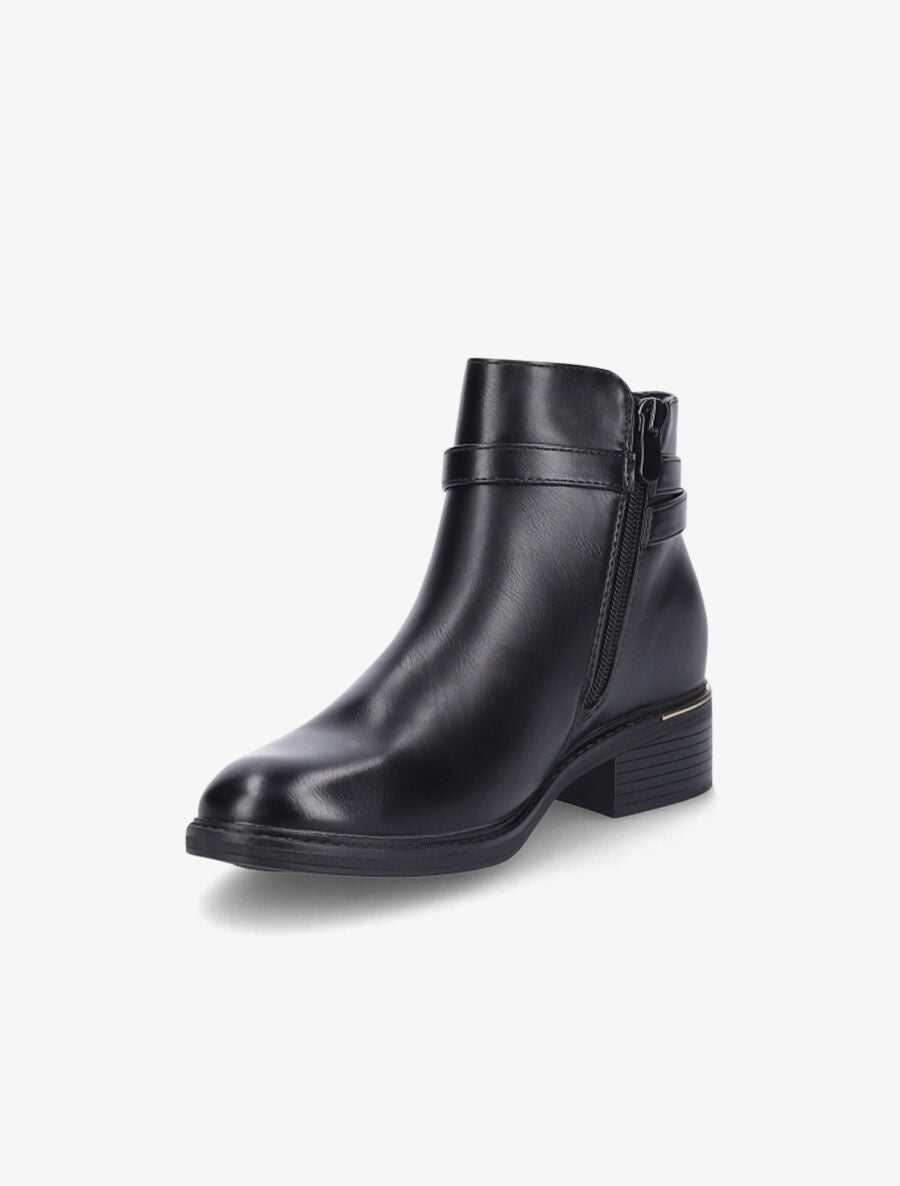 Bottines en simili à boucle métallique - Noir - 3