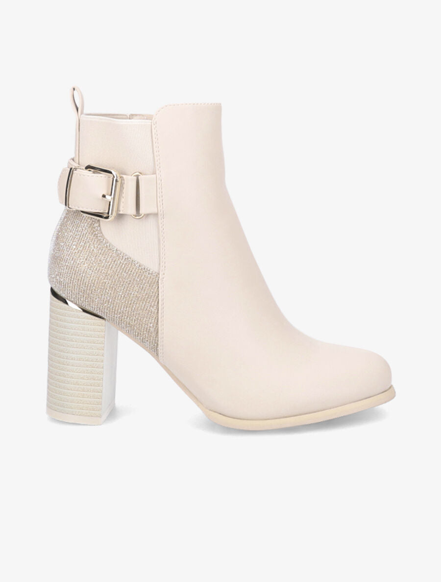 Bottines à contrefort pailleté - Beige - 5