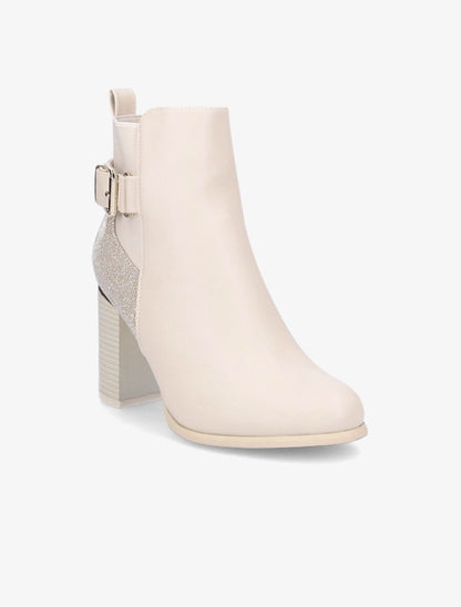 Bottines à contrefort pailleté - Beige - 2