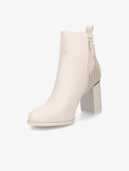 Bottines à contrefort pailleté - Beige - 3