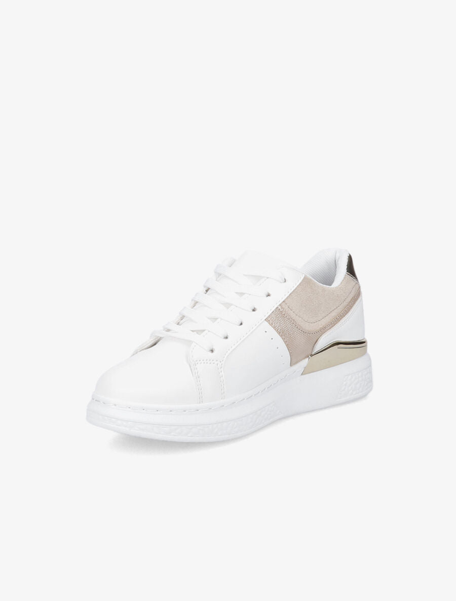 Tennis à empiècements irisés - Blanc/beige - 3