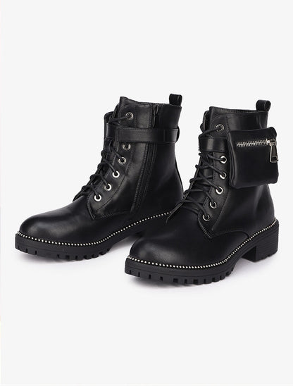 Bottines à bride et sacoche amovible - Noir - 1