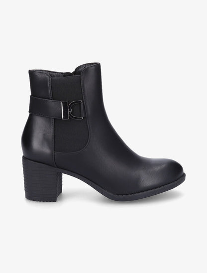 Bottines élastiquées à talon - Noir - 1