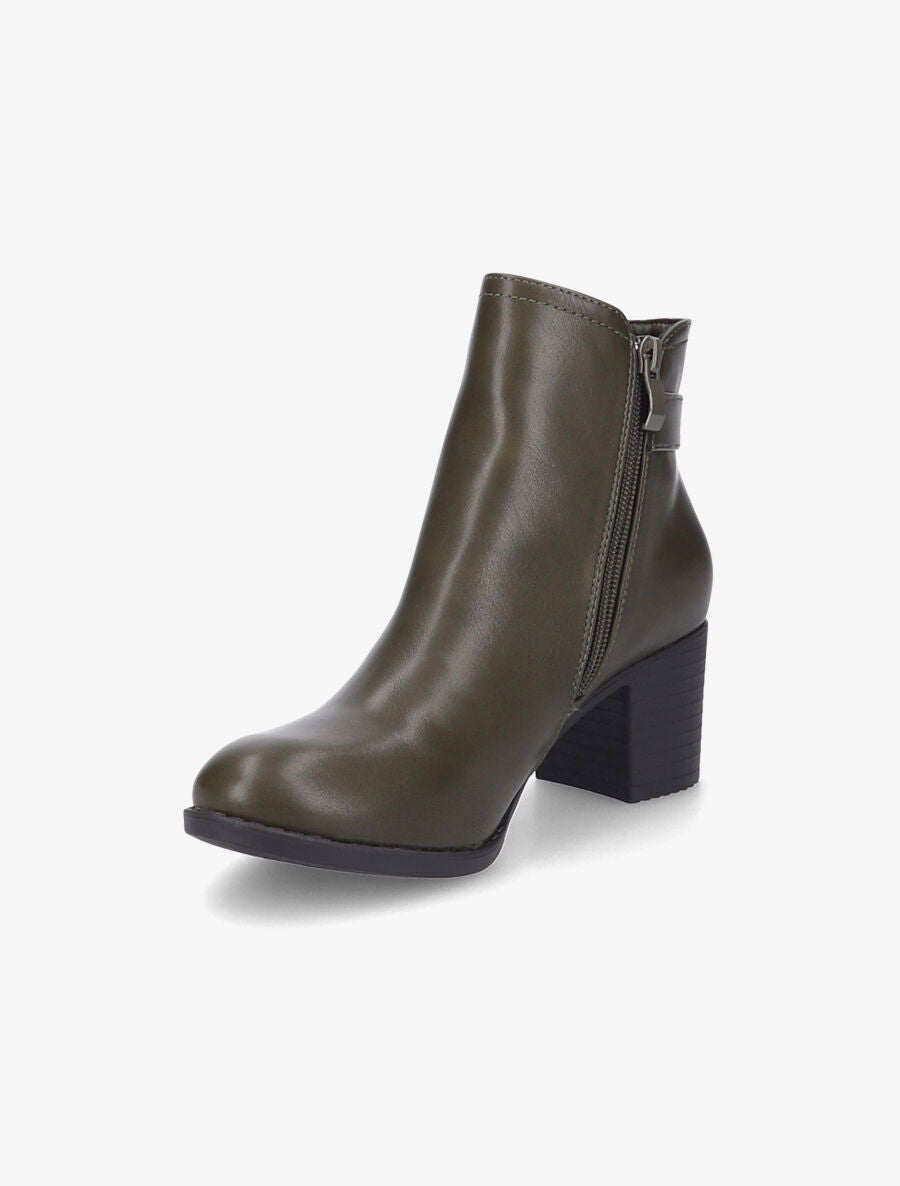 Bottines élastiquées en simili - Kaki - 3