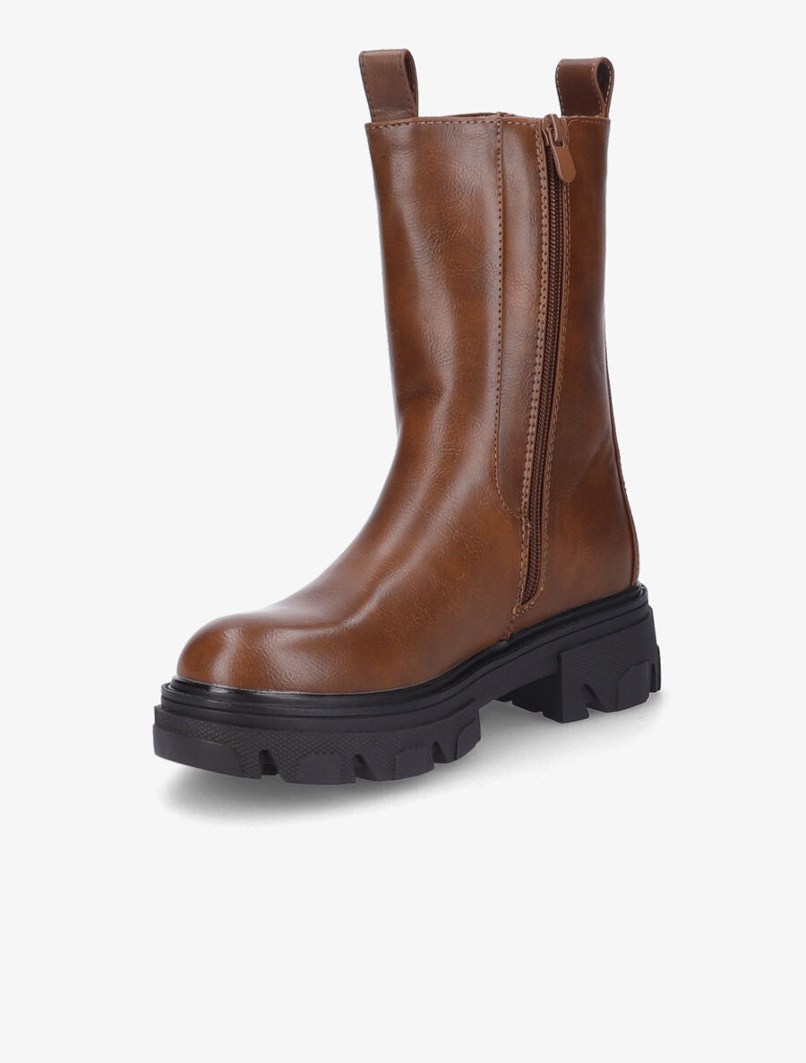 Boots montantes à semelle crantée - Camel - 3