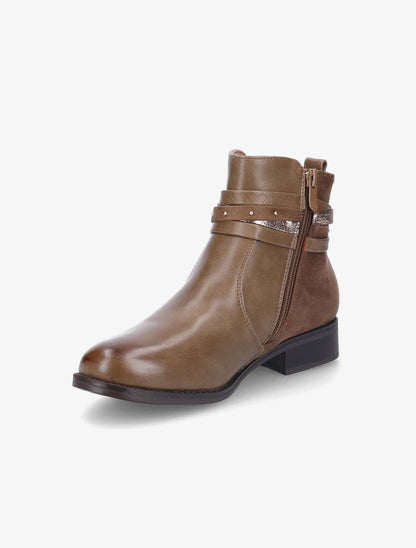 Bottines bi-matière et multi-lanières - Taupe - 3