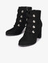 Bottines en suédine stylisées à perles argentées - Noir - 5