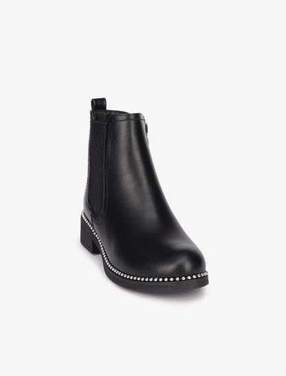 Bottines cloutées à ganse côtelée - Noir - 3