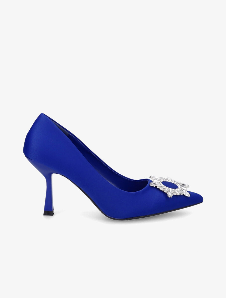 Escarpins à empiècement bijou et strass - Bleu roi - 5