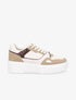 Sneakers en simili à plateforme - Taupe - 1