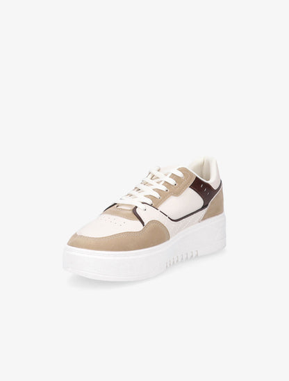 Sneakers en simili à plateforme - Taupe - 3