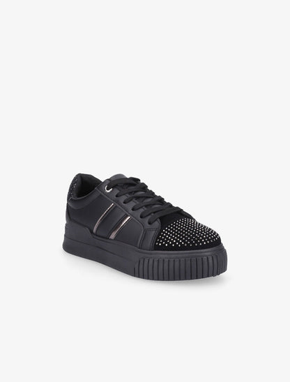Sneakers en simili à strass et paillettes - Noir - 2