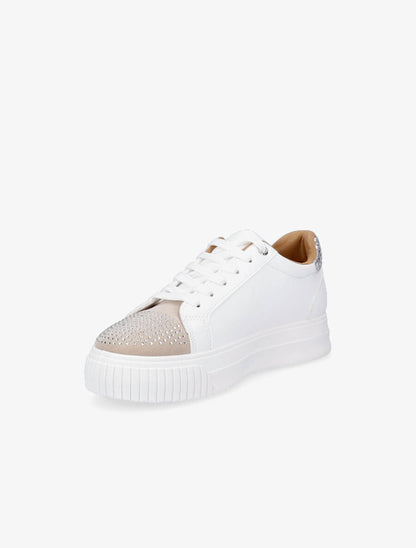 Sneakers en simili à strass et paillettes - Blanc/argent - 3