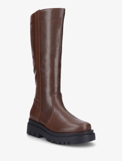 Bottes en simili à semelle crantée - Marron - 2