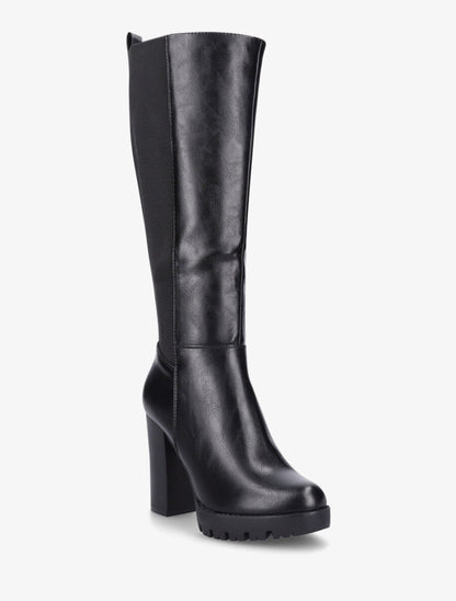 Bottes élastiquées à talon haut - Noir - 2