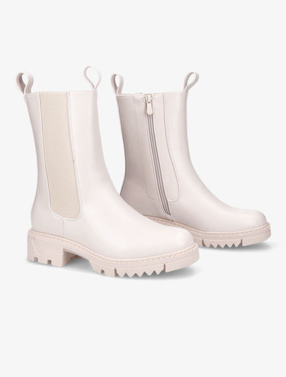 Boots montantes élastiquées - Beige - 4