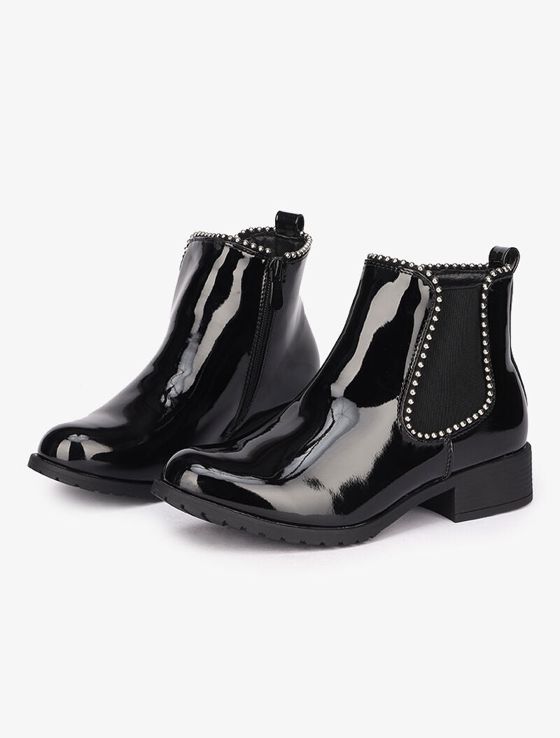 Bottines vernies à clous - Noir - 4