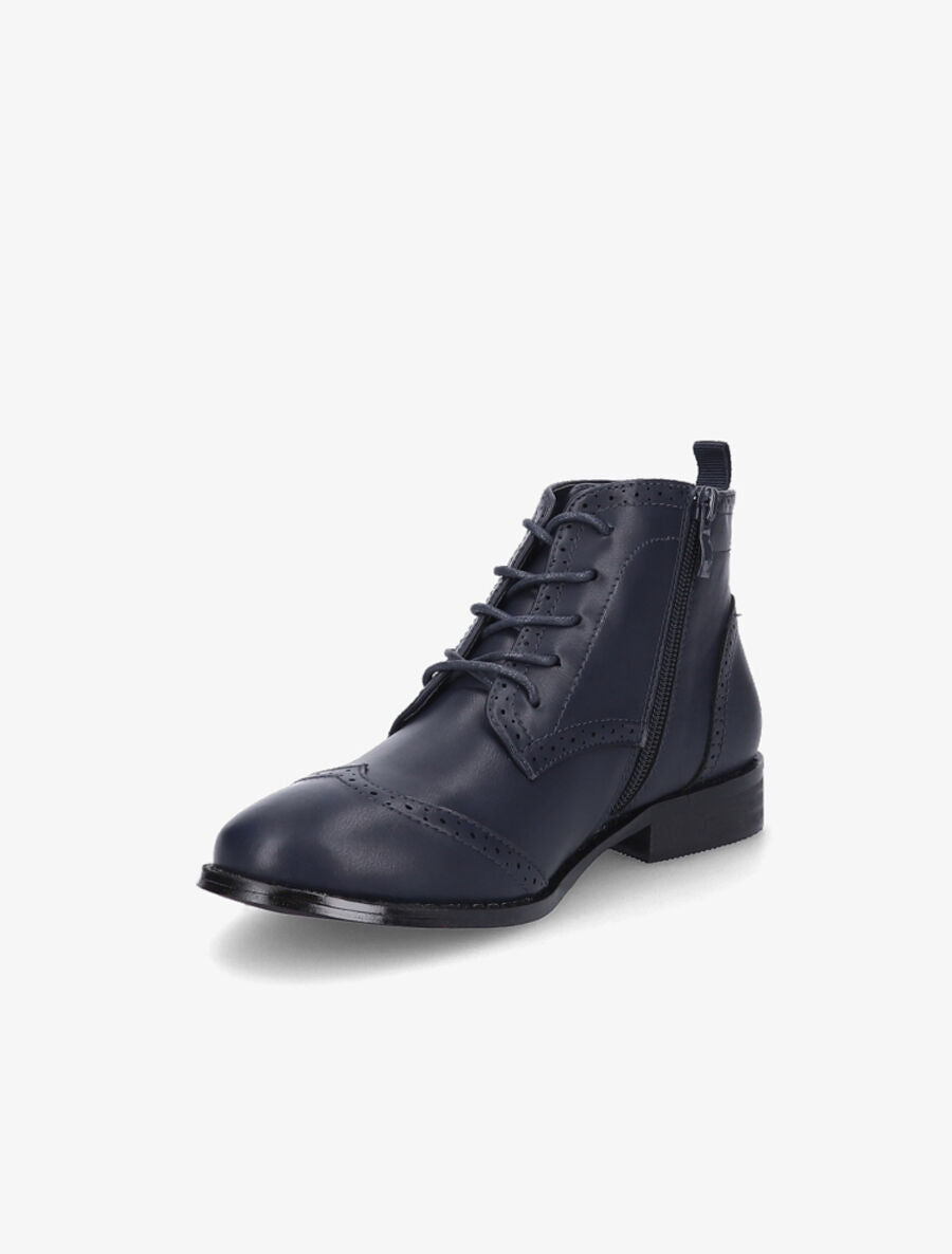 Bottines à lacets en simili - Marine - 3