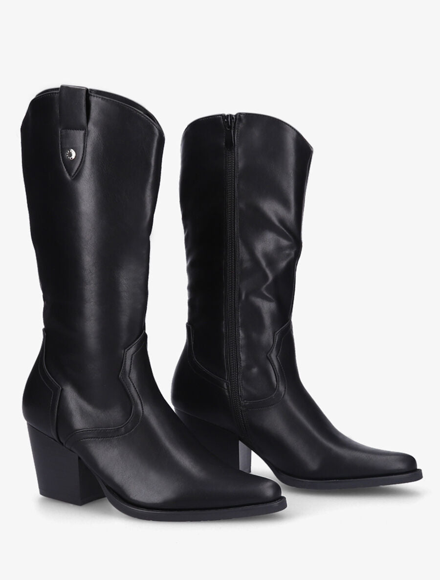 Bottes en simili style santiags - Noir - 4