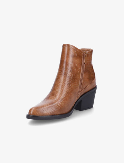 Bottines style santiag effet croco - Camel - 3
