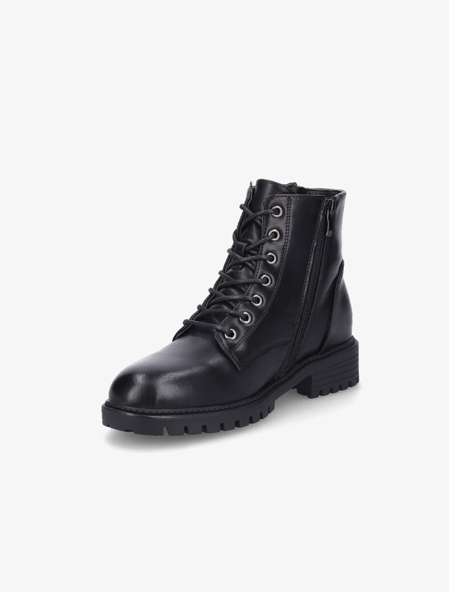 Bottines plates à lacets et double zips - Noir - 3