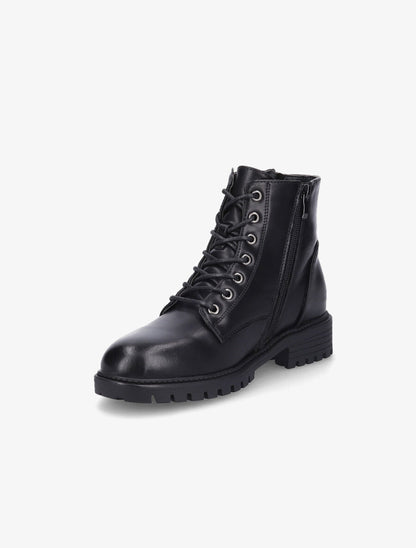 Bottines plates à lacets et double zips - Noir - 3