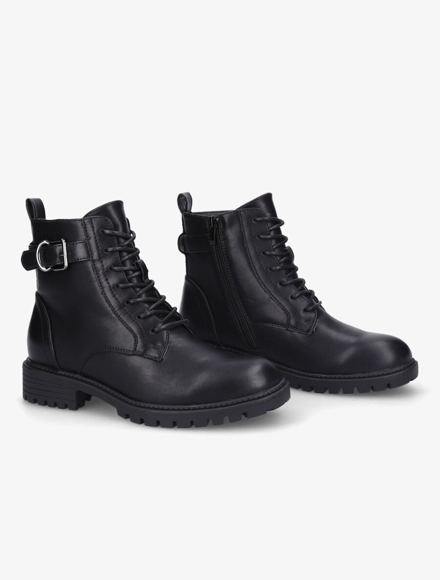 Bottines à lacets et semelle crantée - Noir - 4