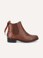 Bottines à contrefort corseté effet python - Camel - 1