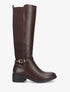 Bottes élastiquées en simili et sangles - Marron - 5