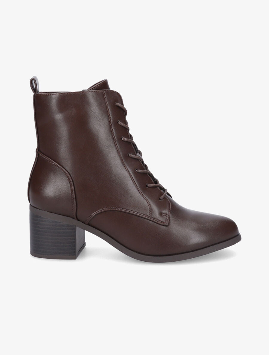 Bottines à lacets et contrefort sûrpiqué - Marron - 1