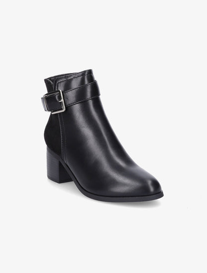Bottines bimatière à bride - Noir - 2