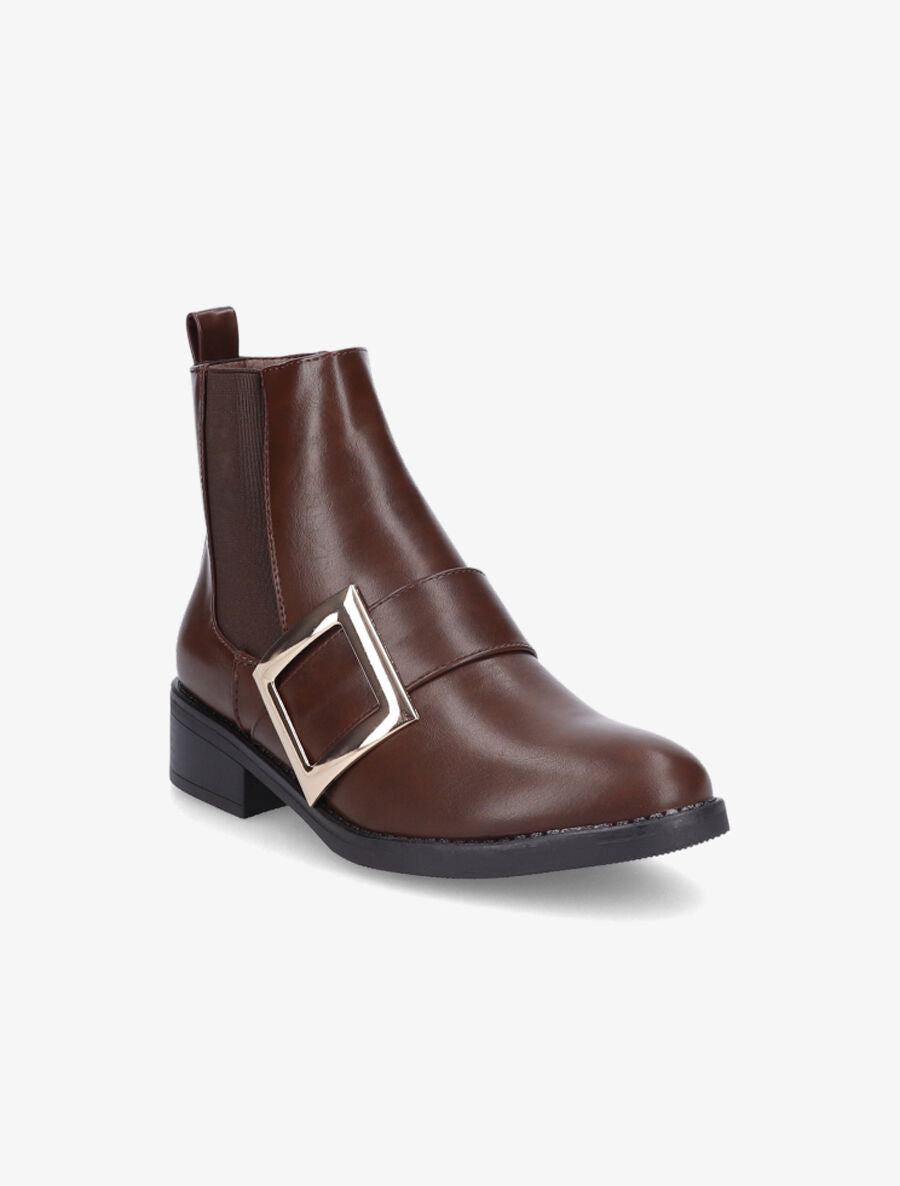 Bottines à bride carrée - Marron - 2