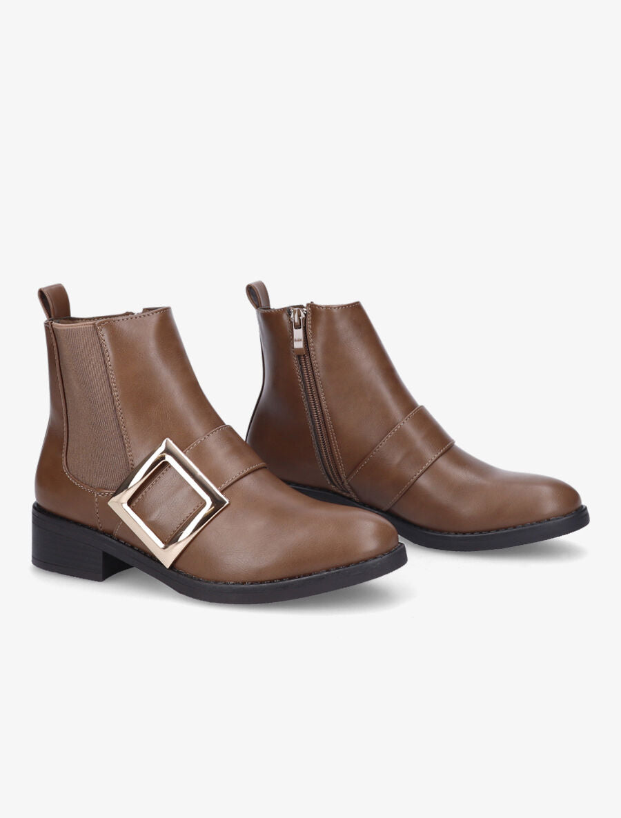Bottines à bride carrée - Taupe - 4