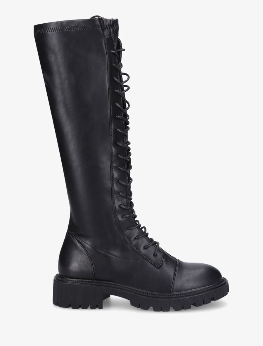 Bottes en simili à lacets - Noir - 6