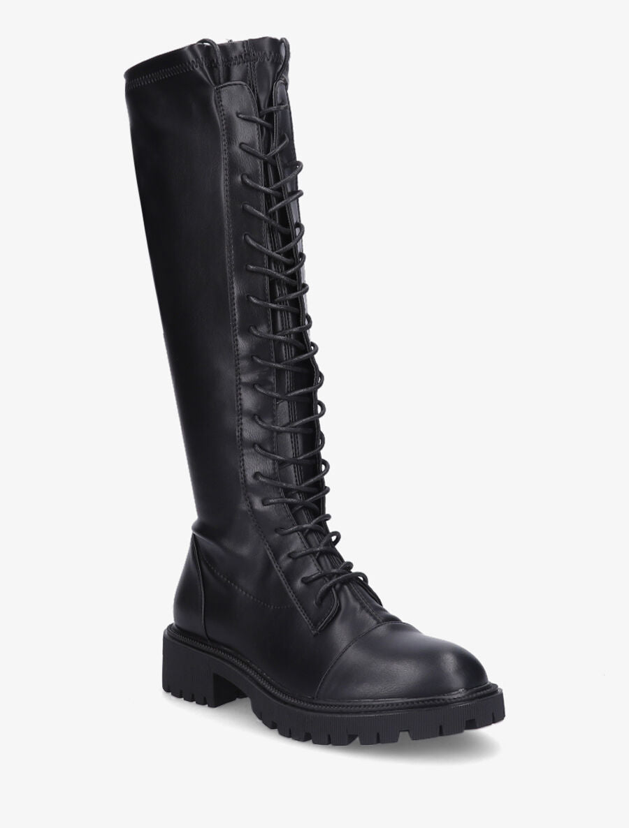 Bottes en simili à lacets - Noir - 3