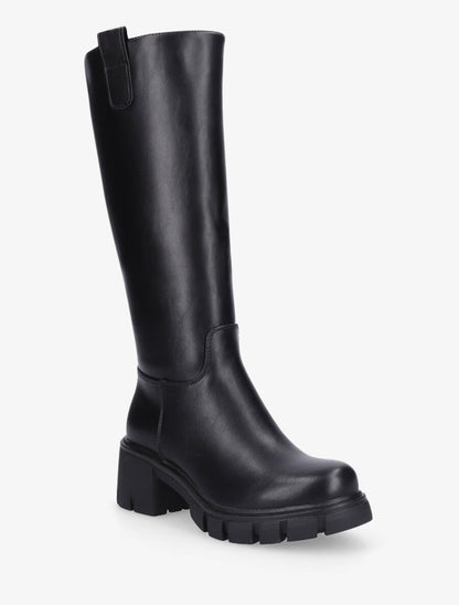 Bottes en simili à talon carré - Noir - 2