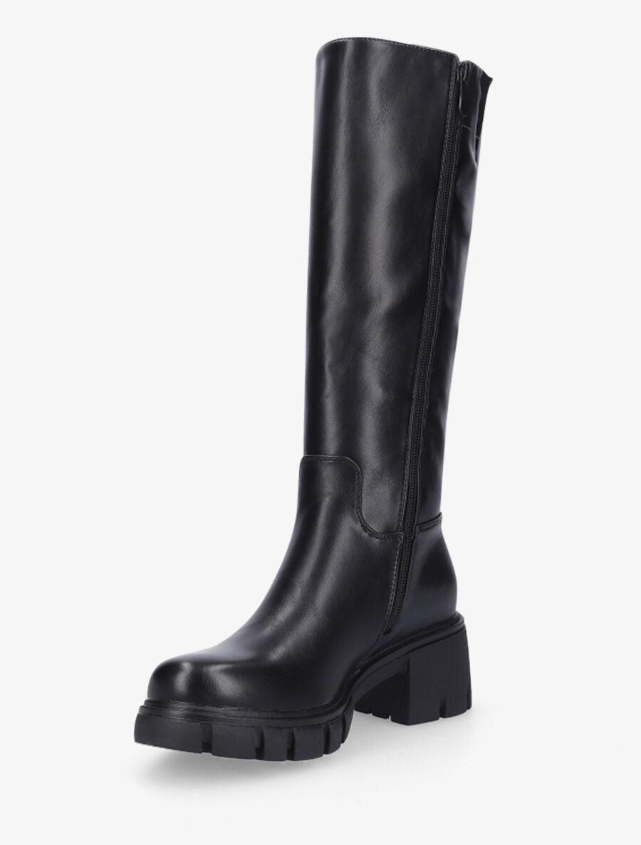 Bottes en simili à talon carré - Noir - 3